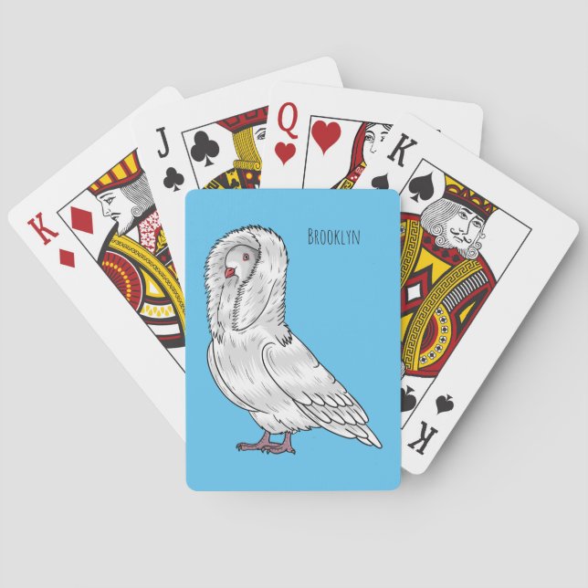 Jacobin pigeon bird cartoon illustration  playing cards (Back)