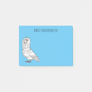 Jacobin pigeon bird cartoon illustration post-it notes