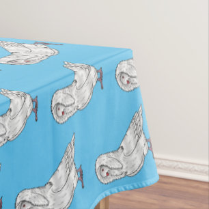 Jacobin pigeon bird cartoon illustration tablecloth