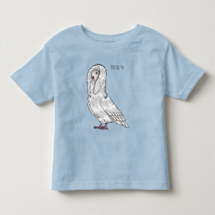 Jacobin pigeon bird cartoon illustration toddler t-shirt
