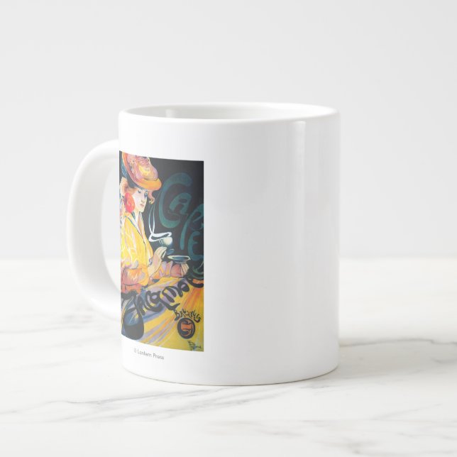 Jacqmotte Caf� Vintage PosterEurope Large Coffee Mug (Front Left)