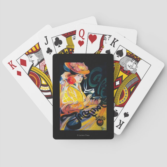 Jacqmotte Caf� Vintage PosterEurope Playing Cards (Back)