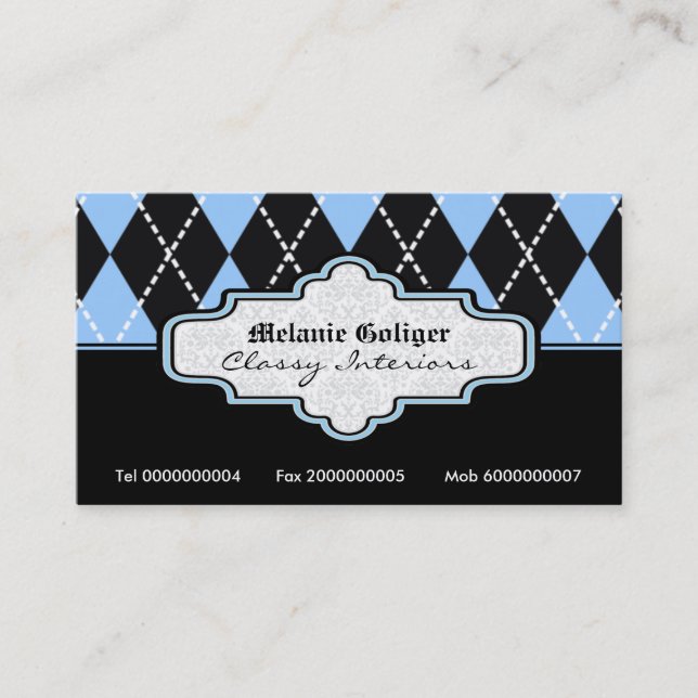 Jacquard blanc noir carte de visite tendance (Devant)