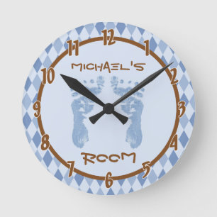 Jacquard bleu Diamant Pieds bébé Horloge personnal
