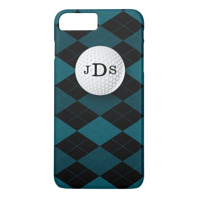Jacquard bleu Monogram, Golf Ball iPhone 7 Coque (Dos)