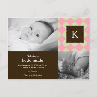 Jacquard chic Faire-part de naissance bébé fille