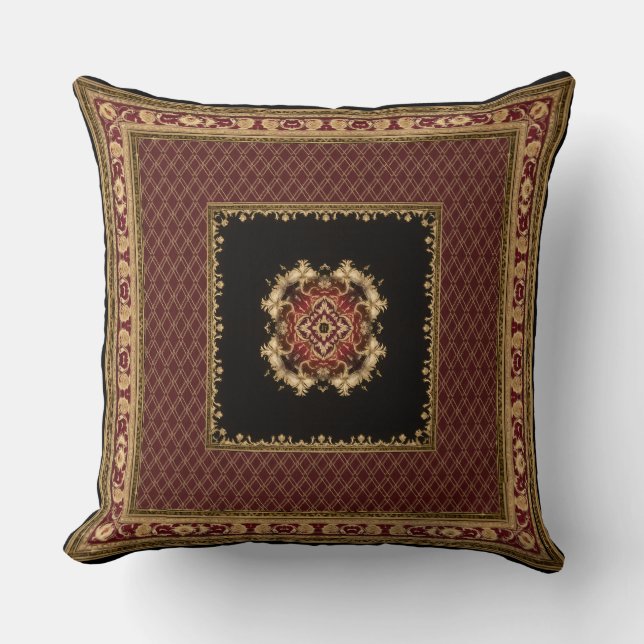 Jacquard Coussin noir et rouge (Recto)