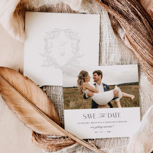 Jacquard Crest Save the Date Wedding Photo Card