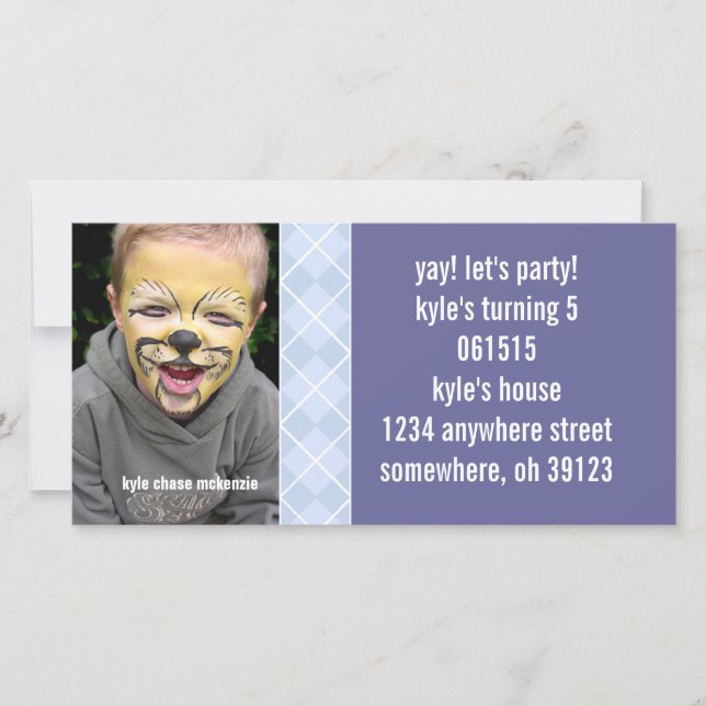 Jacquard de framboise Birthdy Photo Invitation (Devant)