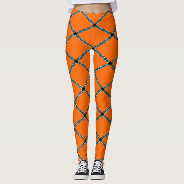Jacquard d'Halloween orange Leggings (Devant)