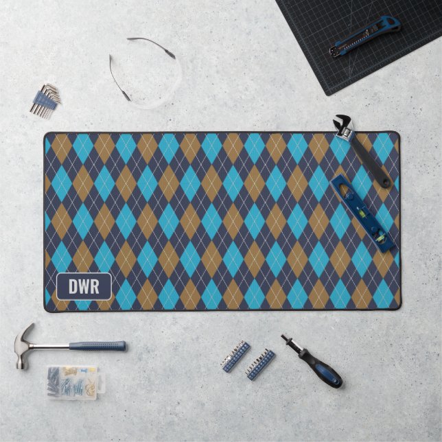 Jacquard Masculin - Marine, Bleu, Tan - Ses Initia (Poste de travail)