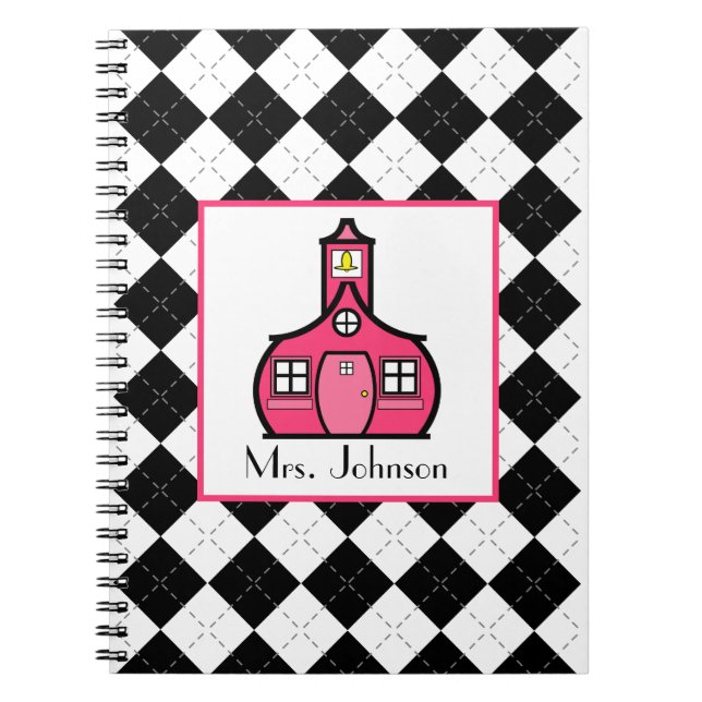 Jacquard noir et carnet rose de professeur (Devant)