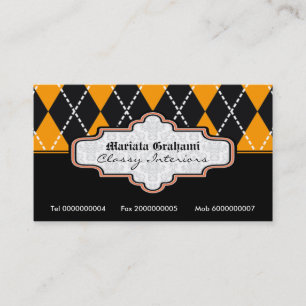 Jacquard noir orange blanc carte de visite tendanc