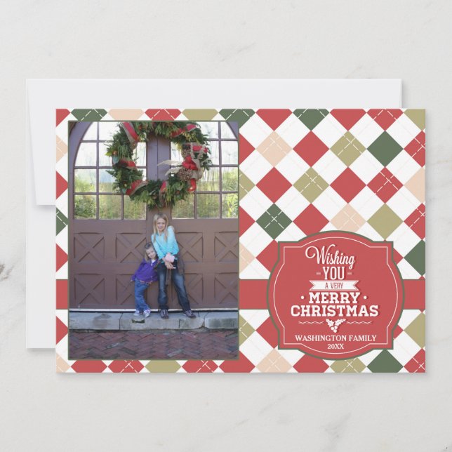 Jacquard plaid vacances de Noël carte photo (Devant)