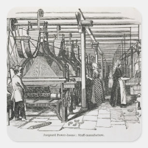 Jacquard Power Looms (engraving) Square Sticker