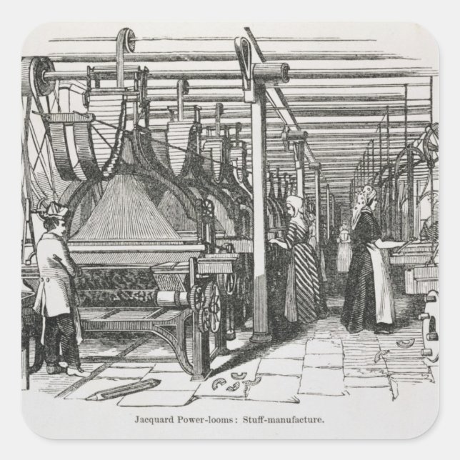 Jacquard Power Looms (engraving) Square Sticker (Front)