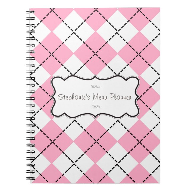Jacquard rose et noir Carnet personnalisé (Devant)