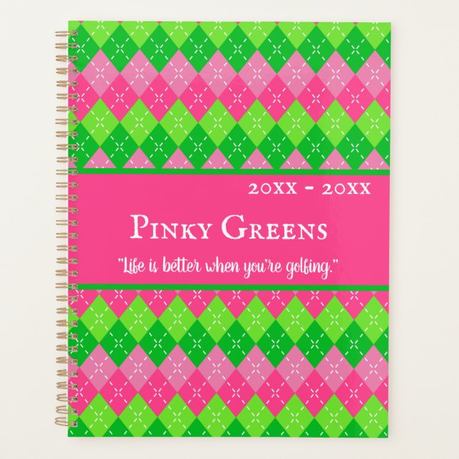 Jacquard rose et vert Preppy Style personnalisé (Devant)