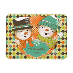 Jacquard Snowmen Holiday 2 Magnet Flexi personnali