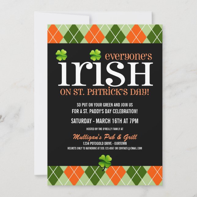 Jacquard St. Patricks Day Party Invitations (Devant)
