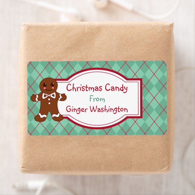 Jacquard vert Noël Bonbons Étiquettes (En situation)
