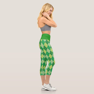 Jacquard vert Yoga Capris Leggings