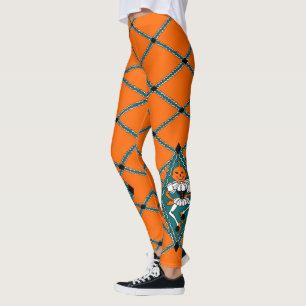Jacquard vintage Orange Halloween Jesters Leggings