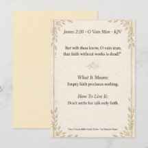 Jacques 2:20 Carte d'étude de la Bible KJV - Ô Hom
