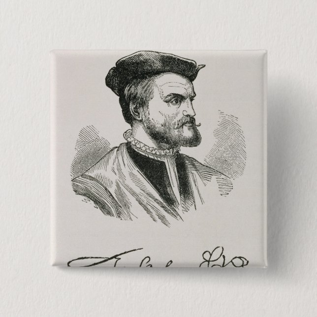 Jacques Cartier 2 Inch Square Button (Front)