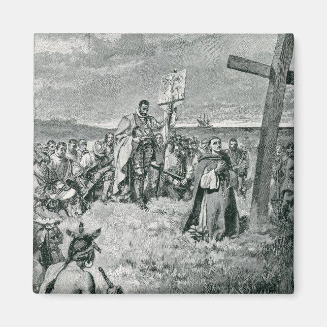 Jacques Cartier  Setting up a Cross at Gaspe Magnet (Front)
