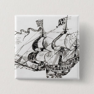 Jacques Cartier's ship, 'Rarete Indes 2 Inch Square Button