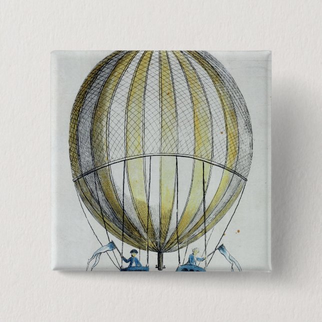 Jacques Charles and Nicholas Robert's  Balloon 2 Inch Square Button (Front)