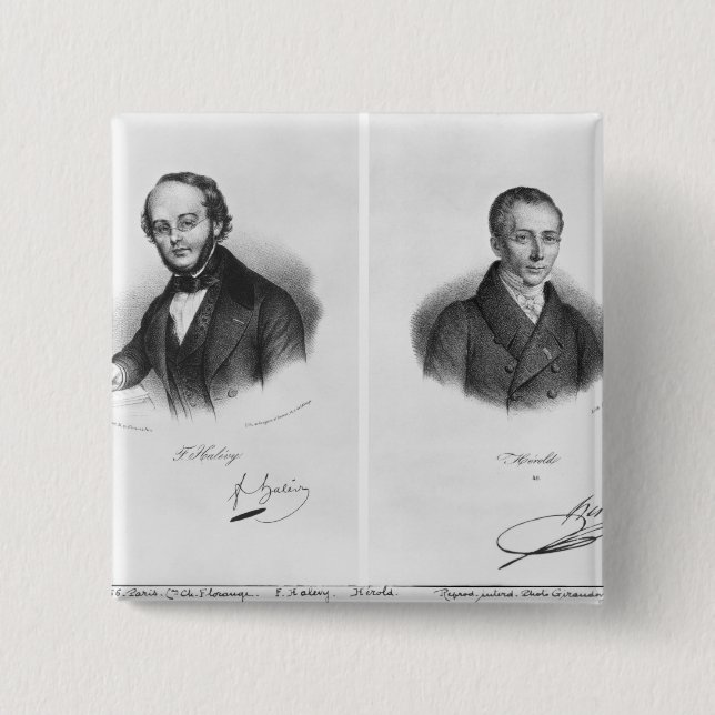 Jacques Fromental Halevy  and Ferdinand Herold 2 Inch Square Button (Front)