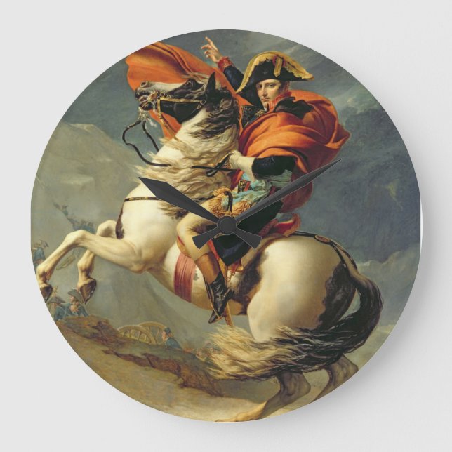 Jacques - Louis David - Napoleon Crossing The Alps Large Clock (Front)