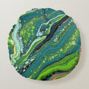 Jada 2 Green Strata Round Pillow