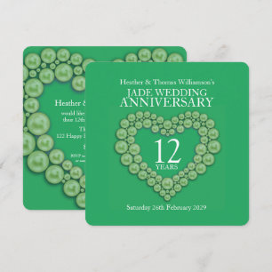 Jade 12e anniversaire mariage invitations coeur