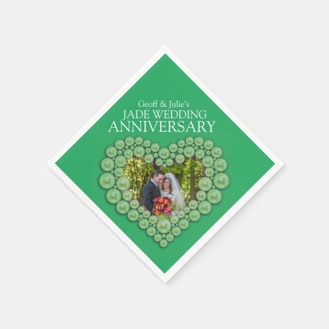 Jade 12th Wedding Anniversary heart green photo Napkin (Corner)