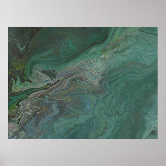 Jade 2 Deep Green Abstract Poster (Front)