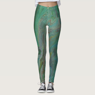 Jade 3 Fluid Deep Green Leggings Abstraits