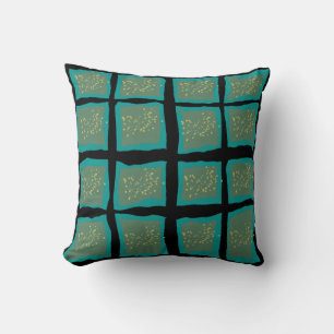 Jade and Turquoise with Gold Throw Pillow