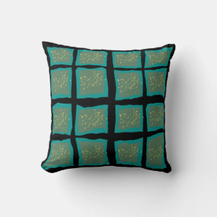 Jade and Turquoise with Gold Throw Pillow