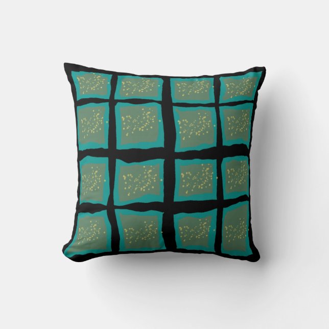 Jade and Turquoise with Gold  Throw Pillow (Front)