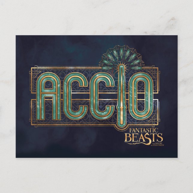 Jade Art Deco ACCIO™ Spell Graphic Postcard (Front)
