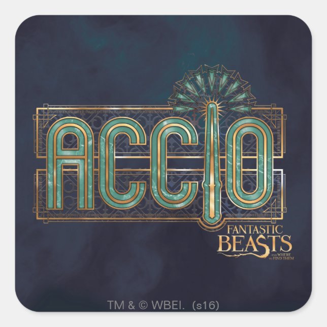 Jade Art Deco ACCIO™ Spell Graphic Square Sticker (Front)