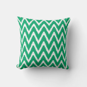 Jade Asian Moods Ikat Chevrons Throw Pillow