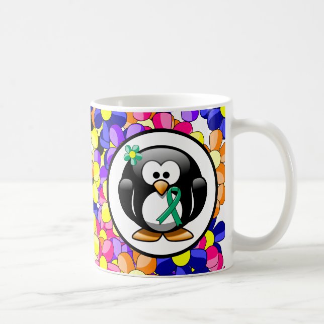 Jade Awareness Ribbon Penguin Coffee Mug (Right)