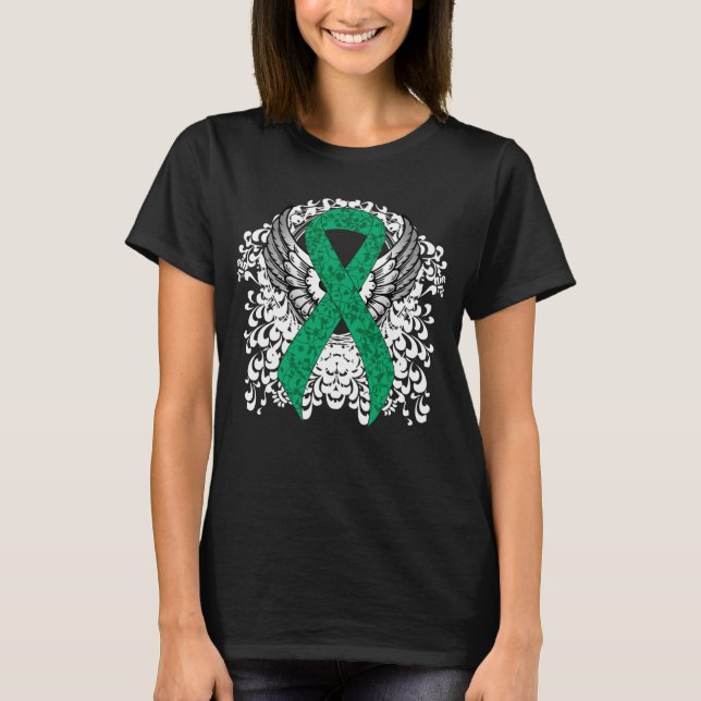 Jade Awareness Ribbon with Wings T-Shirt (Front)