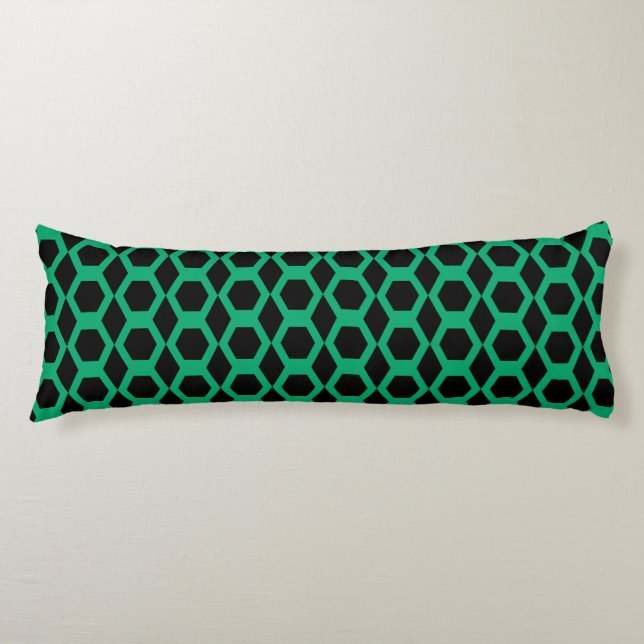 Jade Black Hexagon Pattern Body Pillow (Front)