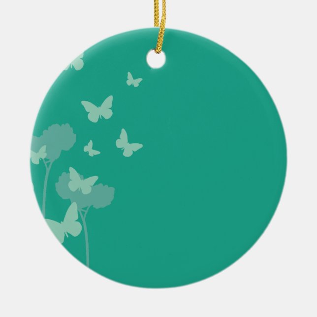 Jade Butterflies Ceramic Ornament (Front)
