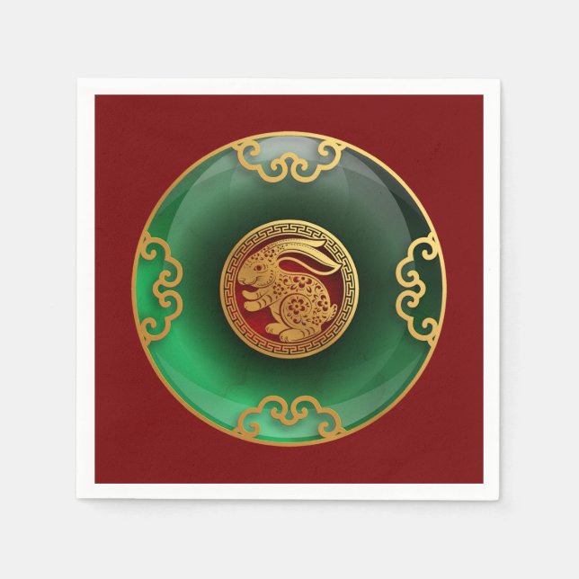 Jade Chinese New Year of the Rabbit Napkins (Front)
